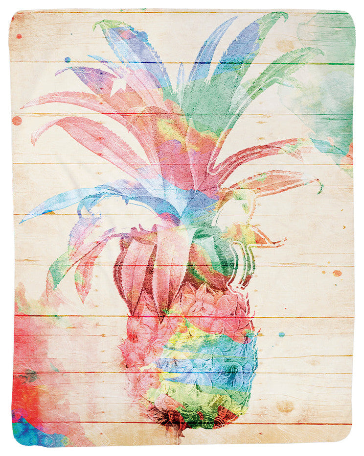 Laural Home Colorful Pineapple Sherpa Throw Blanket