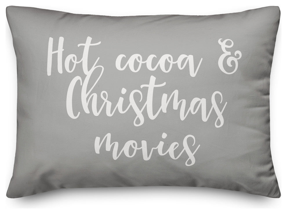Hot Cocoa And Christmas Movies, Gray 14x20 Lumbar Pillow