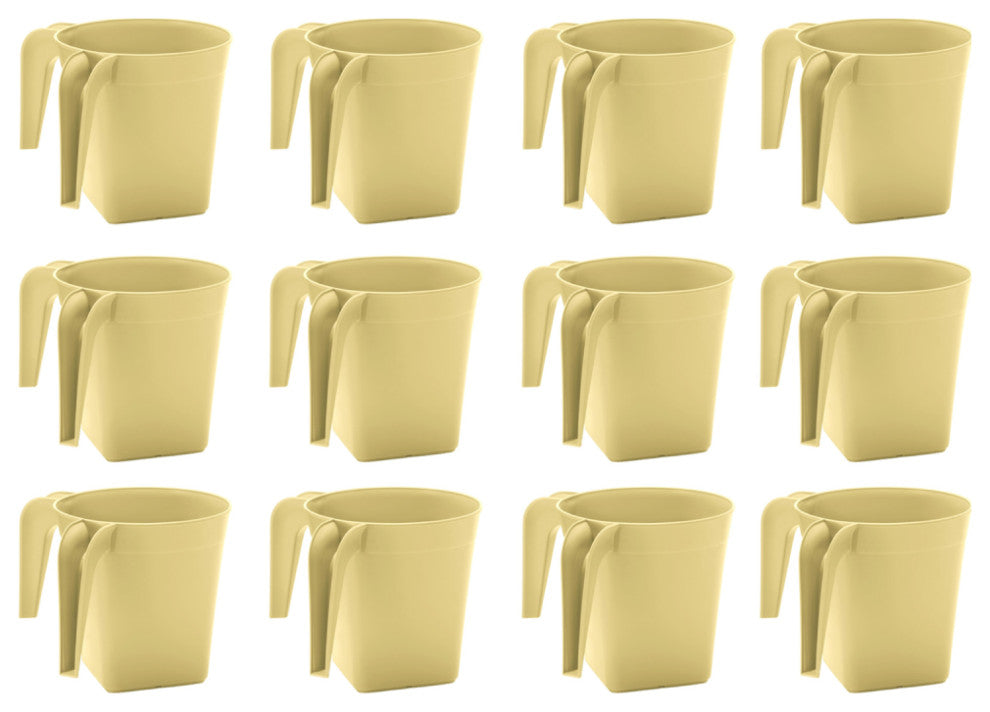 YBM Home Square Plastic Wash Cup, long-lasting, Beige W/ Dots, 12