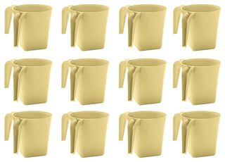 YBM Home Square Plastic Wash Cup, long-lasting, Beige W/ Dots, 12
