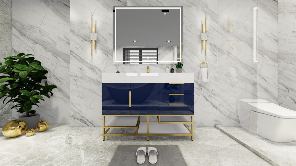 Madison 48" Free Standing Vanity with Reinforced Acrylic Sink, High Gloss Blue