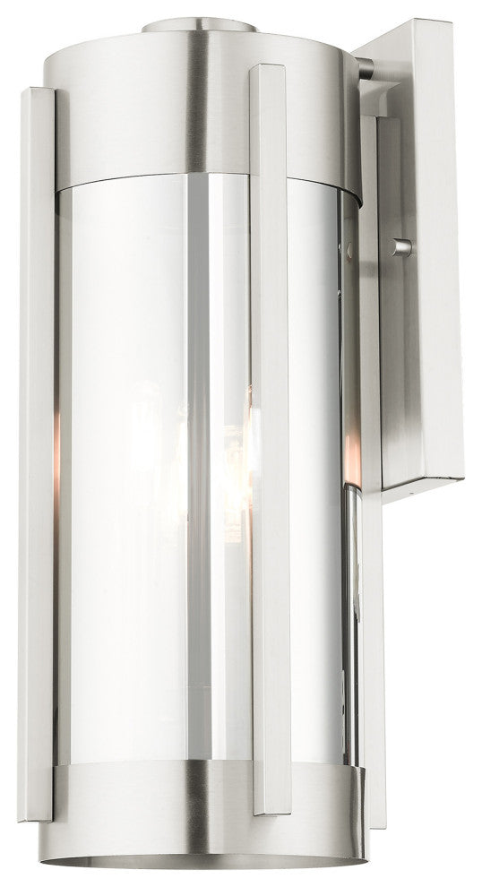 Livex Lighting Sheridan 3 Light Brushed Nickel Large Outdoor Wall Lantern