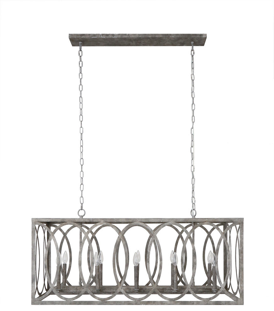 Chatrie Large Rectangular Distressed Gray Chandelier, 45"