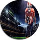 American Footballer In Action On Stadium, Sports Disc Metal Art, 11"