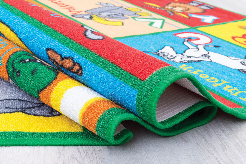 Abbey Contemporary Kids Area Rug Abc Animals With non Slipping Gel Back