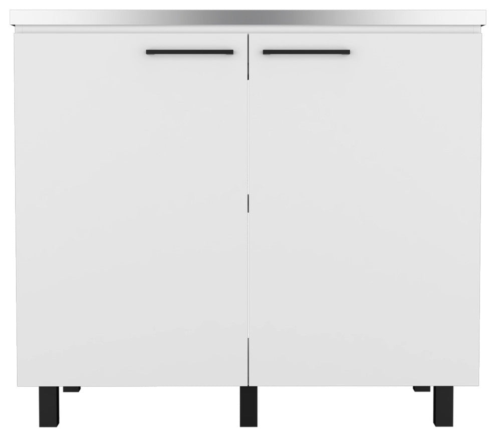 Alexandria 2 Piece Kitchen Set, Wall Cabinet + Utility Sink, White