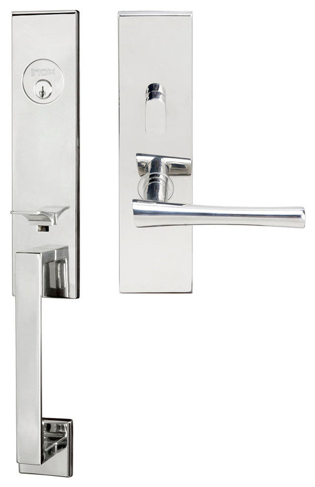 Champagne Lever, Mortise Entry Handleset, LHR, Polished Stainless Steel