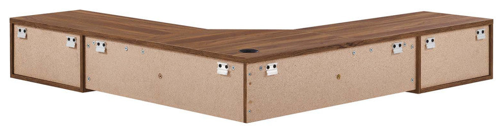 Render Wall Mount Corner Office Desk, Walnut