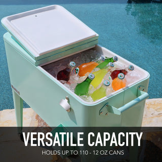 Permasteel 80 Quart Portable Rolling Patio Cooler, Mint