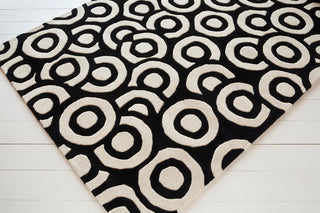 Davin Contemporary Area Rug, Black and Ivory, 7'x10'