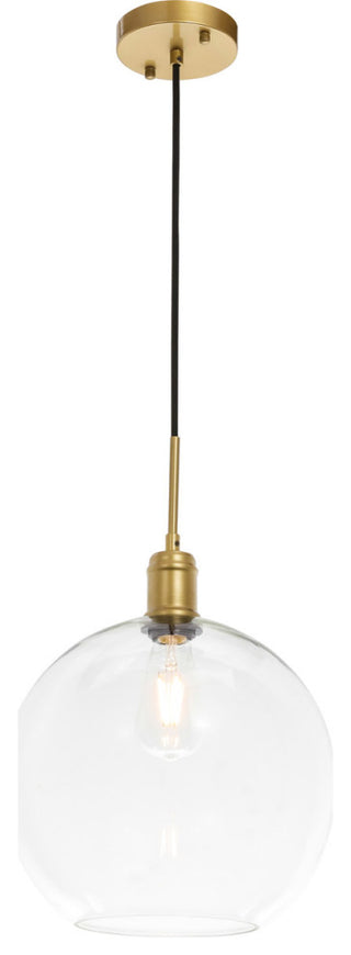 Living District Emett 1-Light Metal Pendant in Brass and Clear Glass