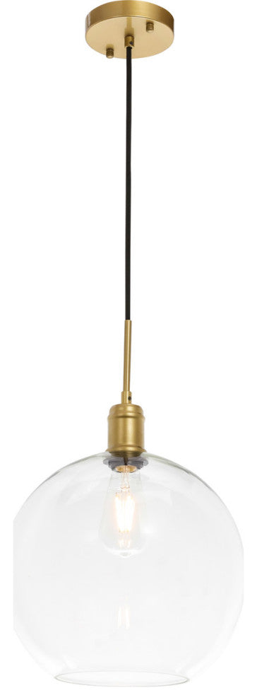 Living District Emett 1-Light Metal Pendant in Brass and Clear Glass