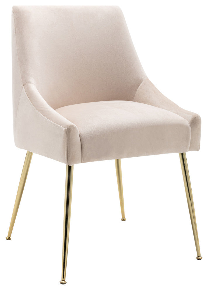 WestinTrends Upholstered Velvet Glam Accent Chair w/ Gold Metal Legs, Tan