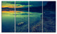 Dark Vintage Lake at Sunset, Boat Canvas Art Print, 48"x28", 4 Panels