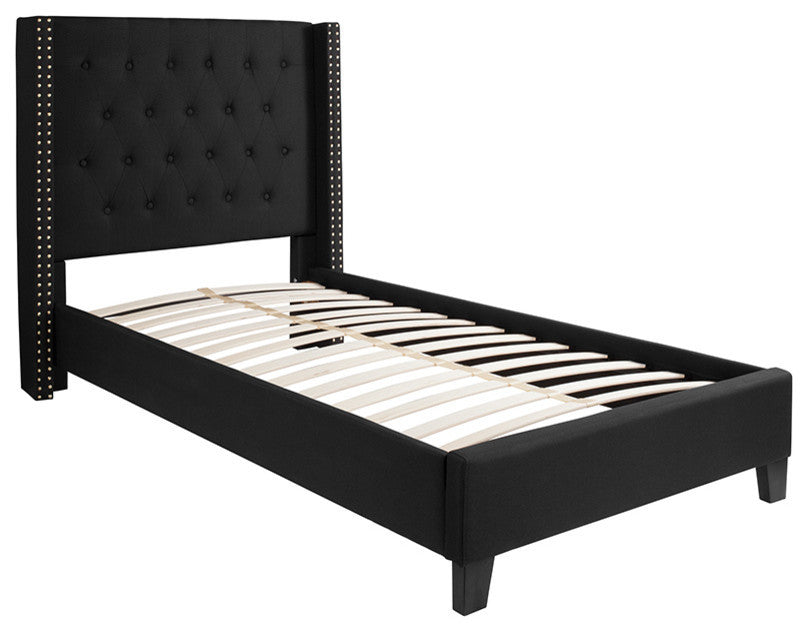 Riverdale Twin Size Tufted Platform Bed, Black
