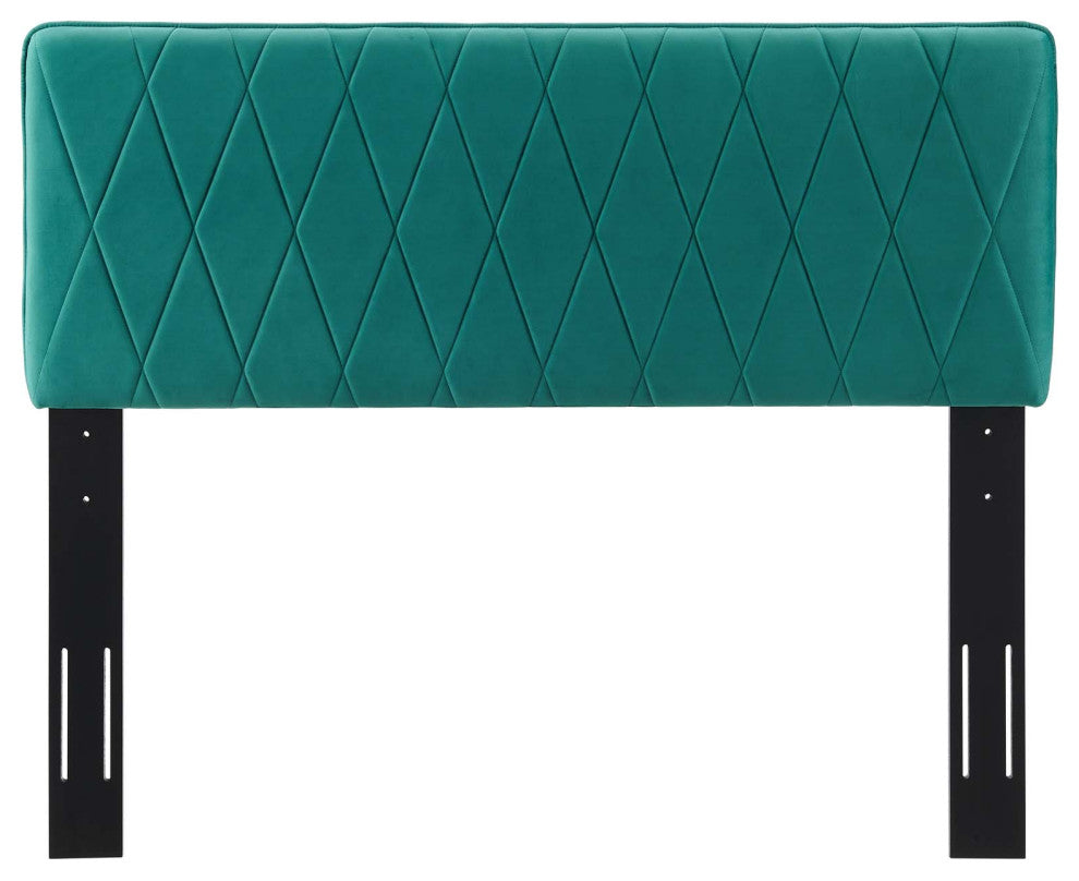 Headboard, Twin Size, Velvet, Teal Blue, Modern Contemporary, Bedroom Master