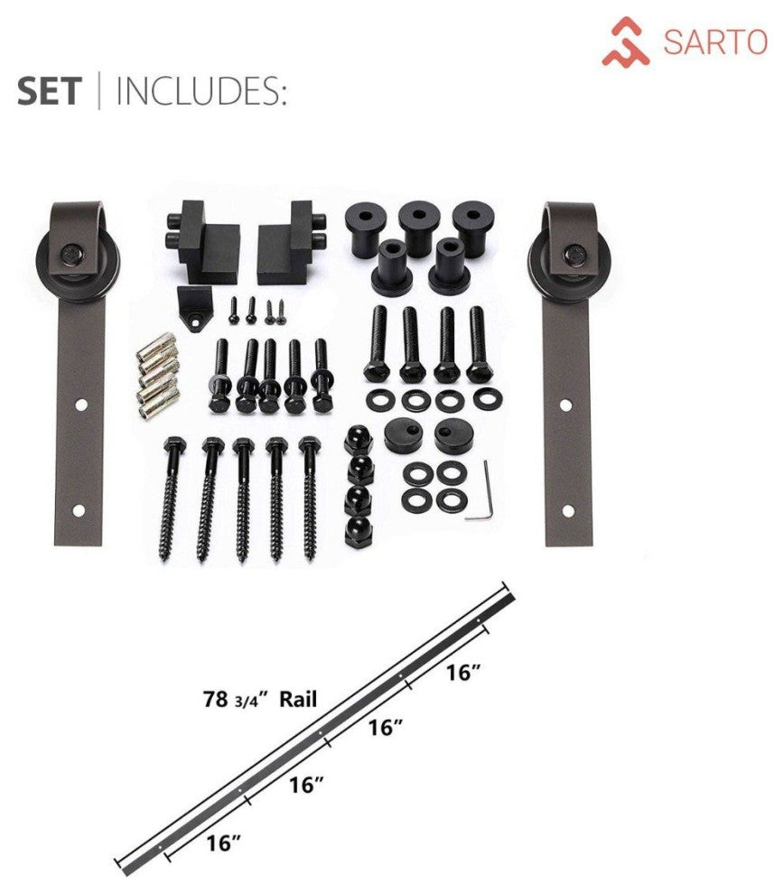 Sturdy Barn Door 42 x 84 | Planum 0016 Grey Matte with  | 8FT