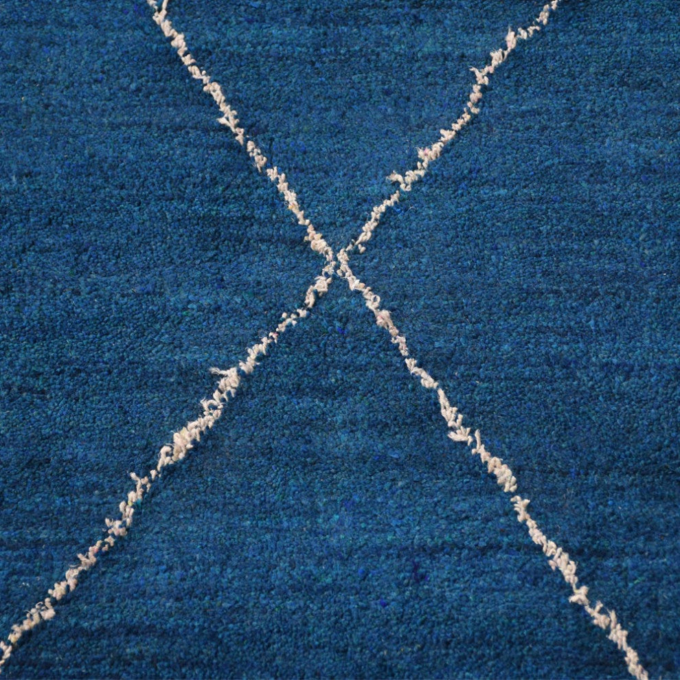HAND KNOTTED LOOM SILK ECO-FRIENDLY AREA RUG -8'x10',Rectangle,Blue,Contemporary