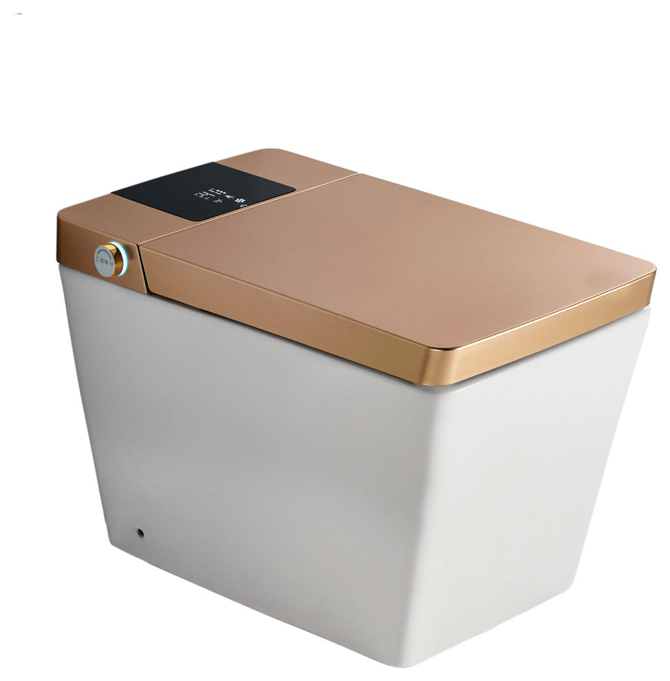 Smart Bidet Toilet with Siphon Jet Flush, Remote Control/ Side Control Knob, Golden
