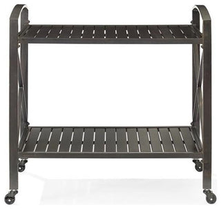 Afuera Living Contemporary Metal Outdoor Bar Cart in Oil Rubbed Bronze