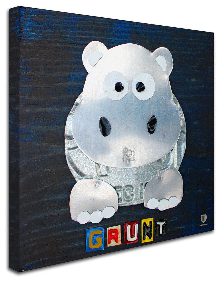 "Grunt The Hippo" Canvas Art by Design Turnpike