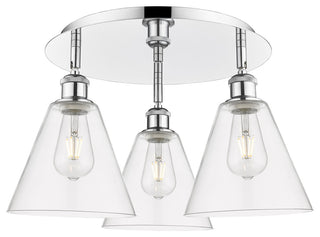 Berkshire-3 Light 20" Flush Mount-Polished Chrome, Clear Glass Shade