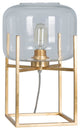 15" Polyresin Table Lamp with Glass Shade, Gold (Set of 2)