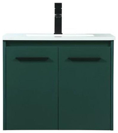Elegant Decor Penn 24" Aluminum Alloy MDF Single Bathroom Vanity in Green