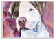 Pit Bull Dog Pet Animal Purple Watercolor Painting, 12"x18"