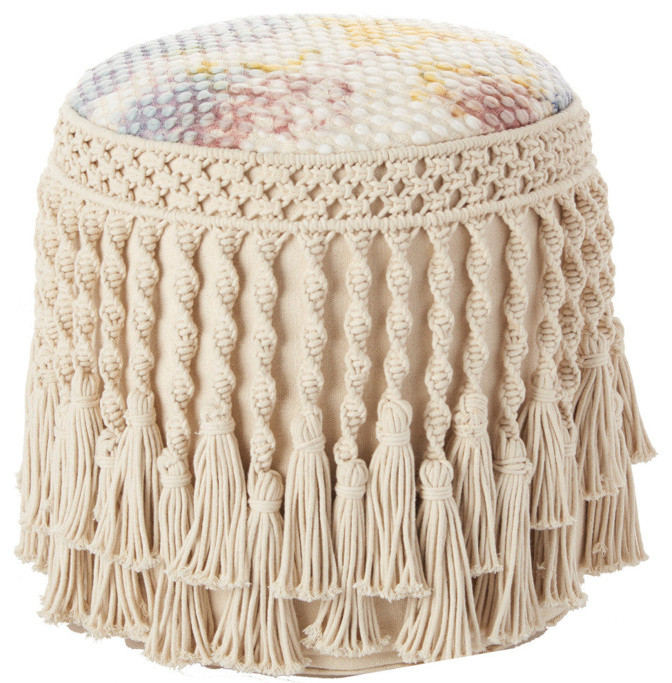 Nourison Home 18"x18" Hand Stitched Tiedye Multicolor Poufs