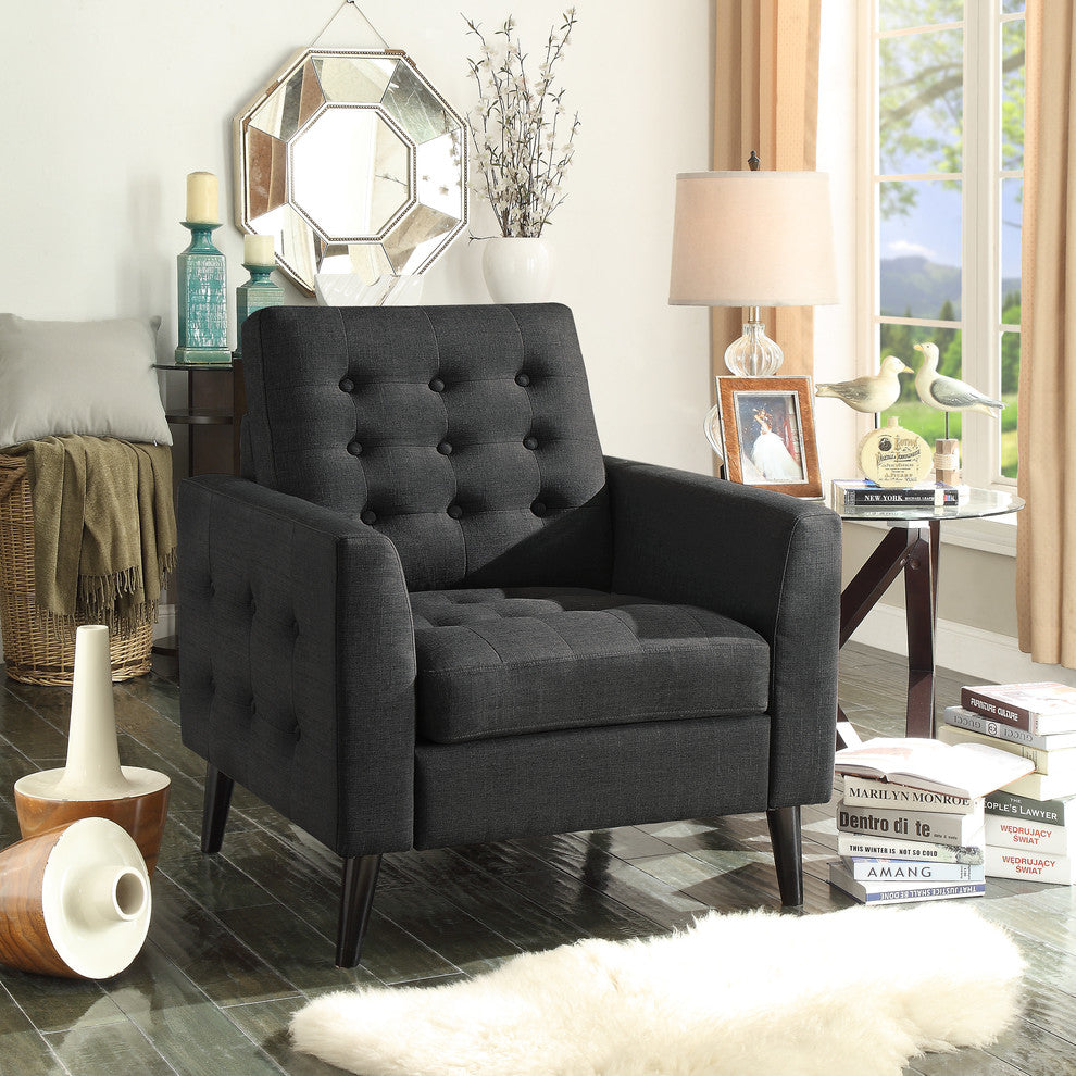 Estrella Tufted Armchair, Charcoal