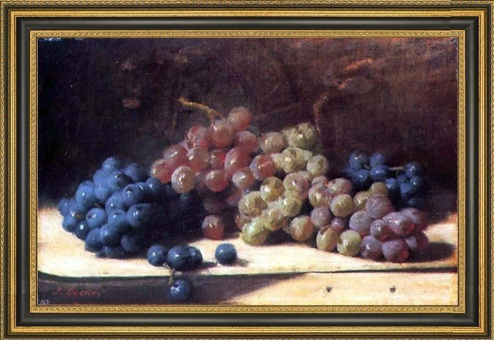 Joseph Decker Grapes Framed Premium Canvas Print, 16"x24"