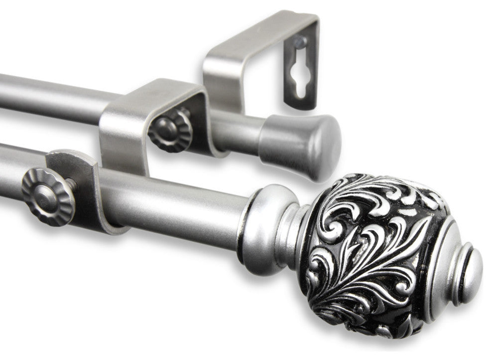 Tilly Double Curtain Rod, Satin Nickel, 84"-120"