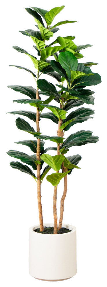 5ft. Artificial Fiddle Leaf Tree, Decorative White Planter