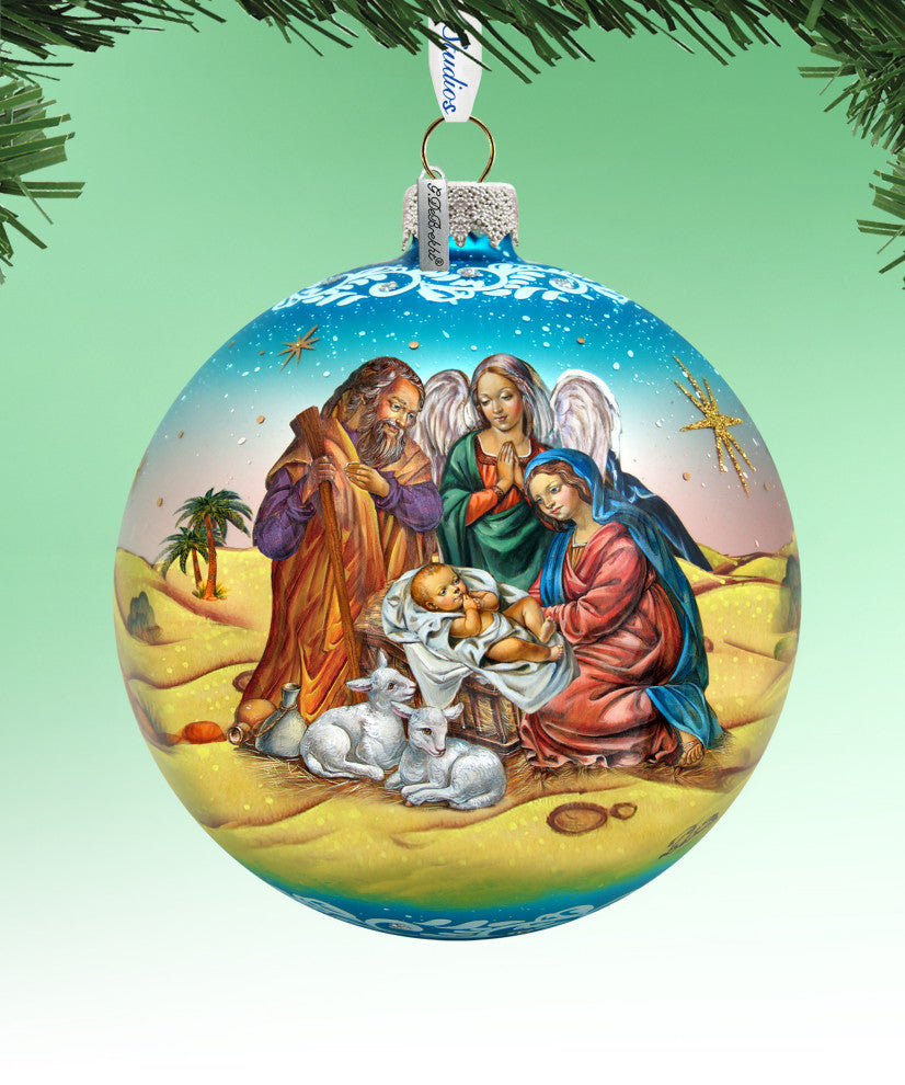 Nativity Ball In Blue Le Ornament