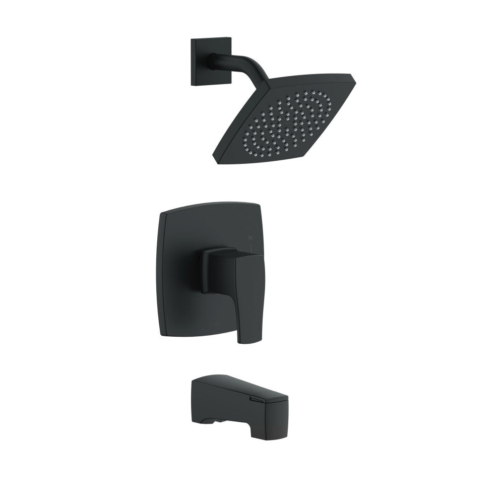 Tribune 1H Tub and Shower Trim Kit and Treysta Cartridge 1.75gpm, Satin Black