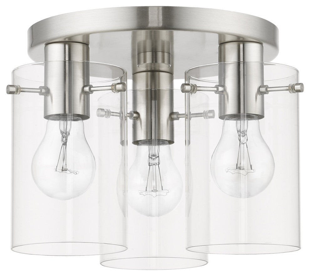 Munich 3 Light Brushed Nickel Flush Mount