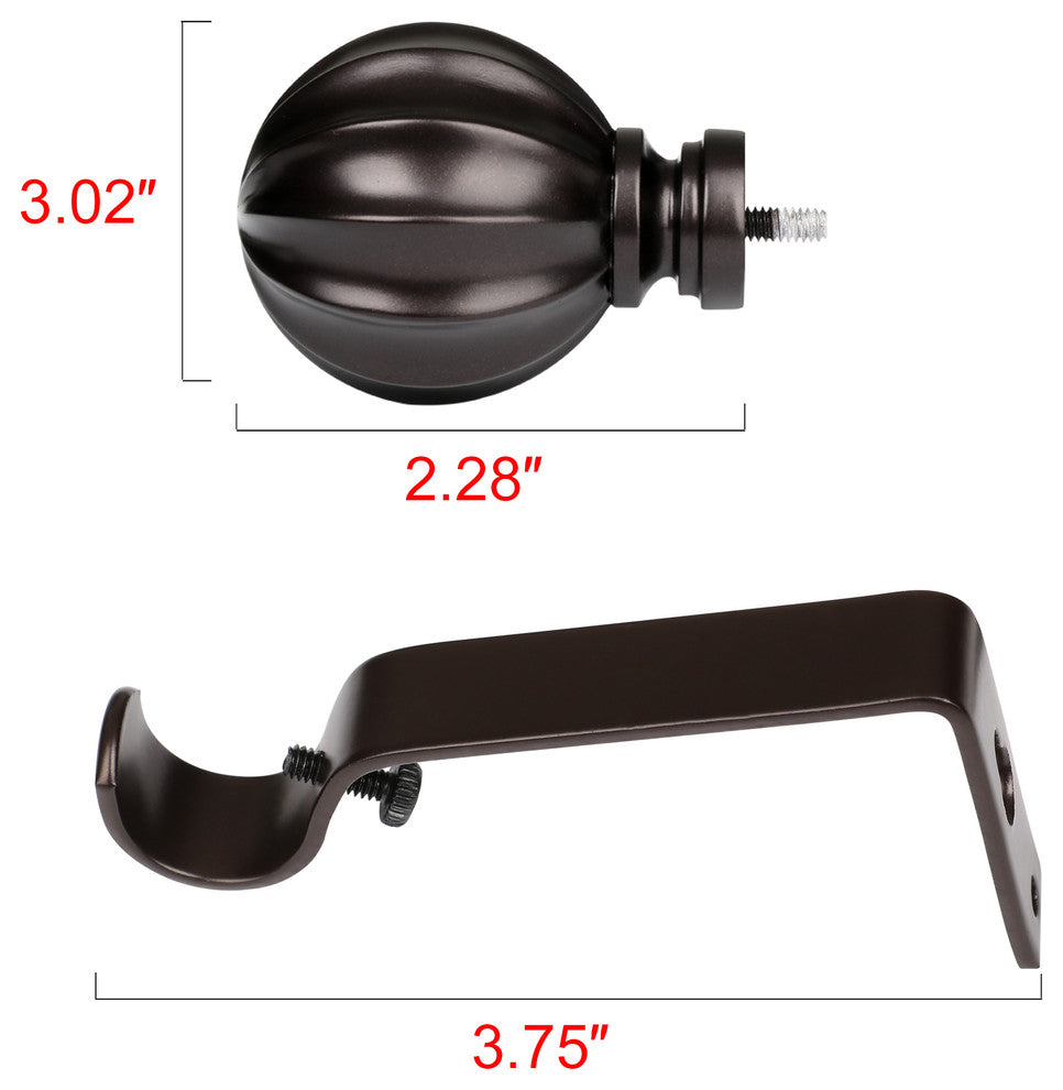 Utopia Alley Curtain Rod With Decorative Ball Finial, 48-86", Bronze