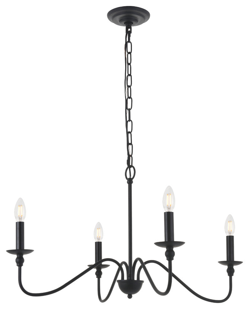 Matte Black Finish 4-Light Pendant