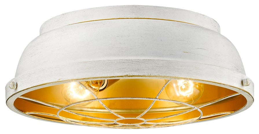 Golden Bartlett Flush Mount, French White, French White Shade