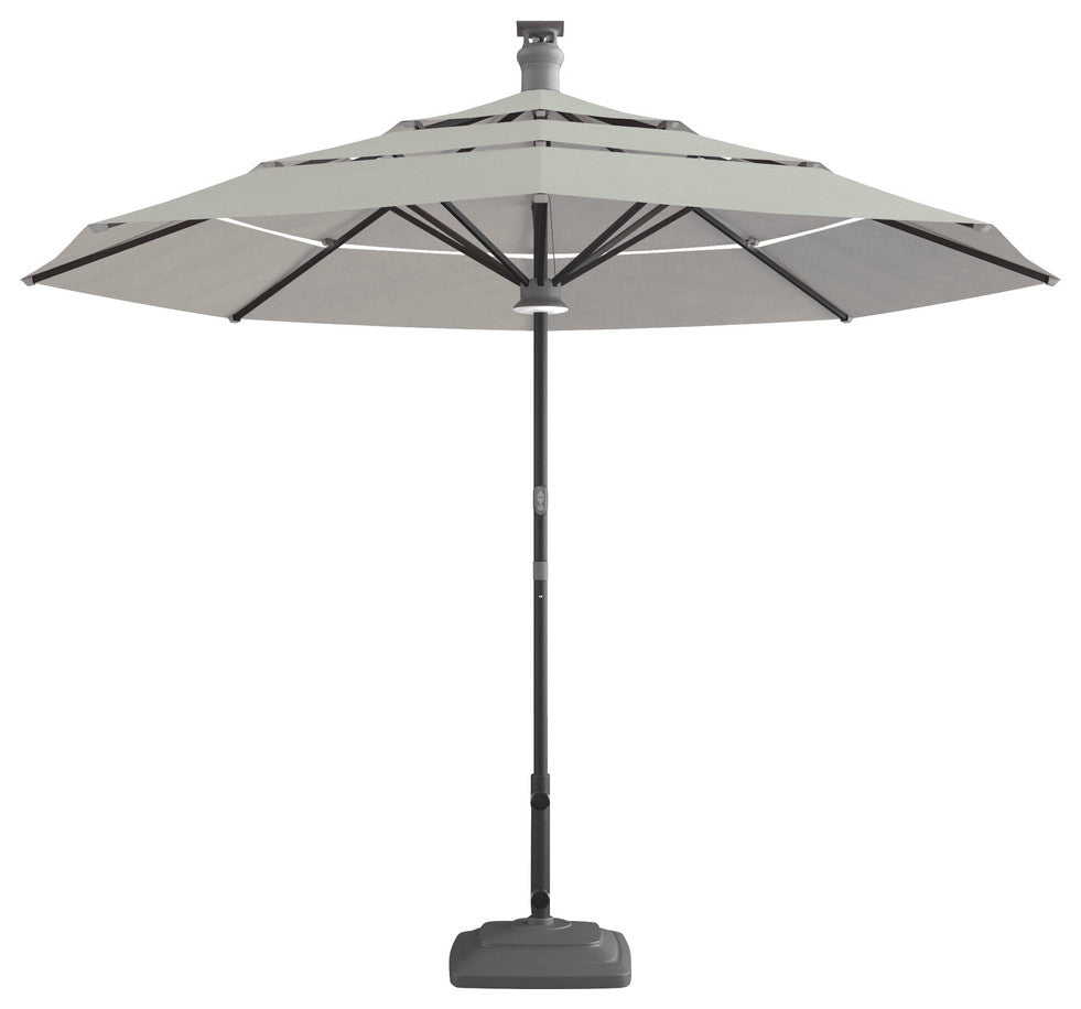 11' Color Sunbrella Octagonal Lighted Market Smart Patio Umbrella