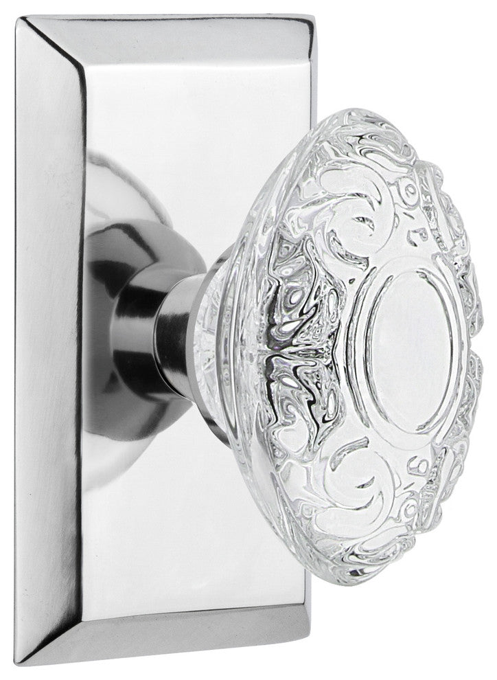 Studio Plate Privacy Crystal Victorian Knob, Bright Chrome, 2.375"