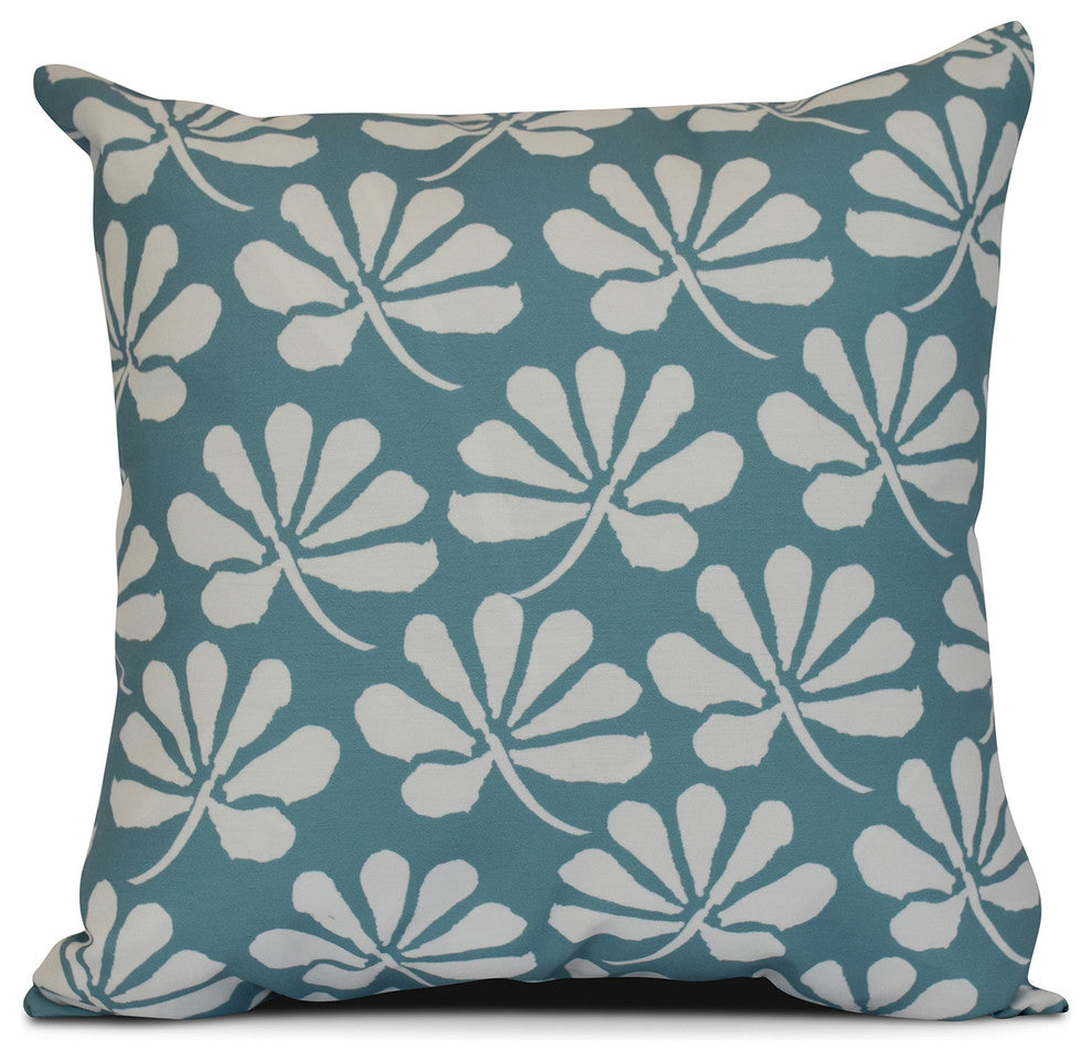 18x18", Floral Outdoor Pillow, Green