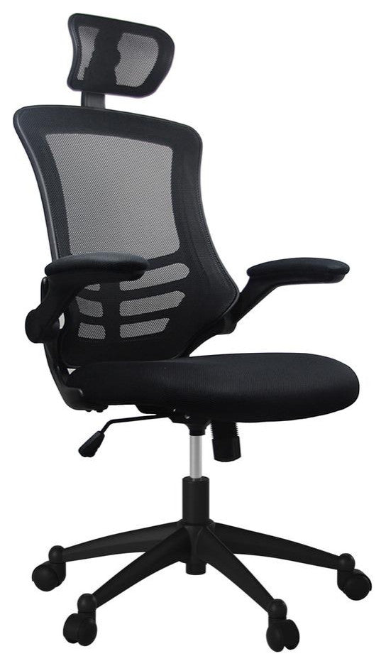 Modern High-Back Mesh Executive Office Chair With Headrest And Flip Up Arms