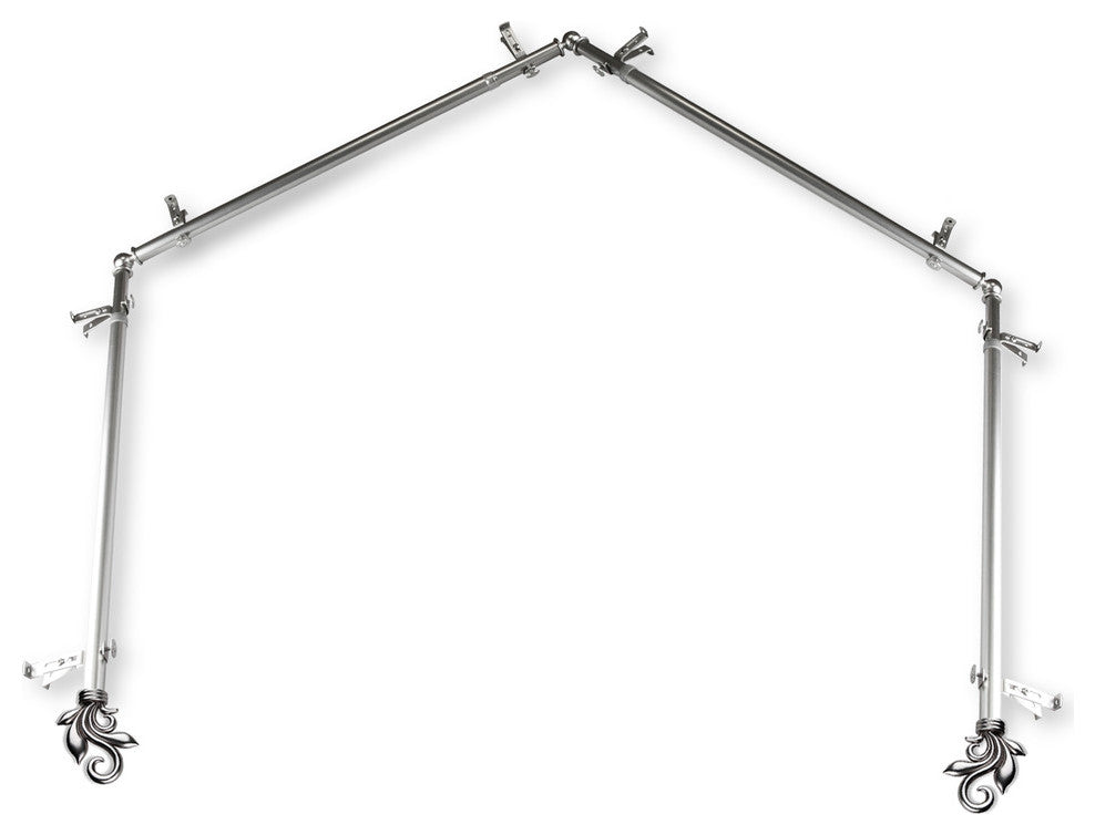 Giles 13/16" 4-Sided Bay Window Curtain Rod, Satin Nickel