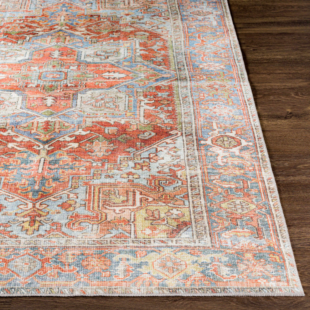 Hauteloom Maayon Medallion Rust Washable Area Rug, 7'6"x9'6" Rectangle
