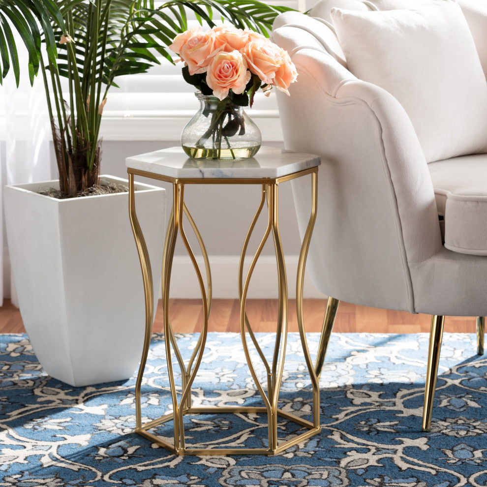 Octavio Contemporary End Table, Gold