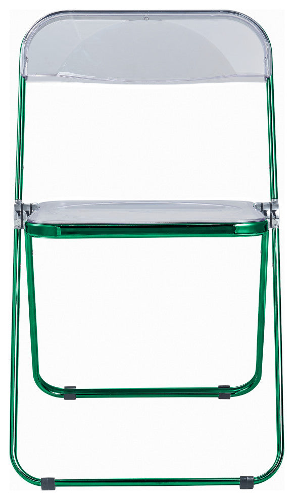 Lawrence Acrylic Folding Chair With Metal Frame, Green