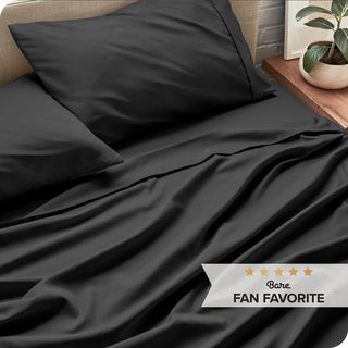 Bare Home Twin XL 1800 Microfiber Sheet Set, Black