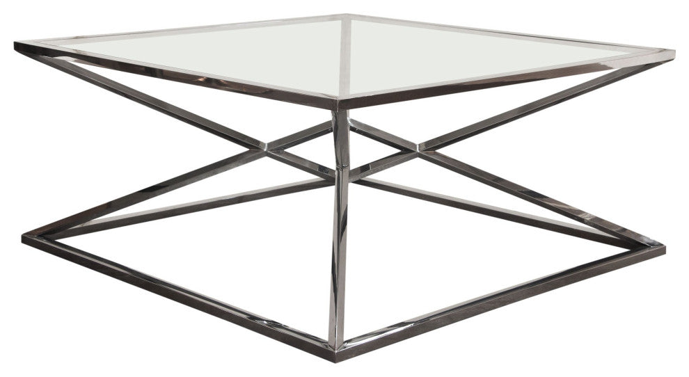 Aria Square Cocktail Table wiith Metal Base, Black